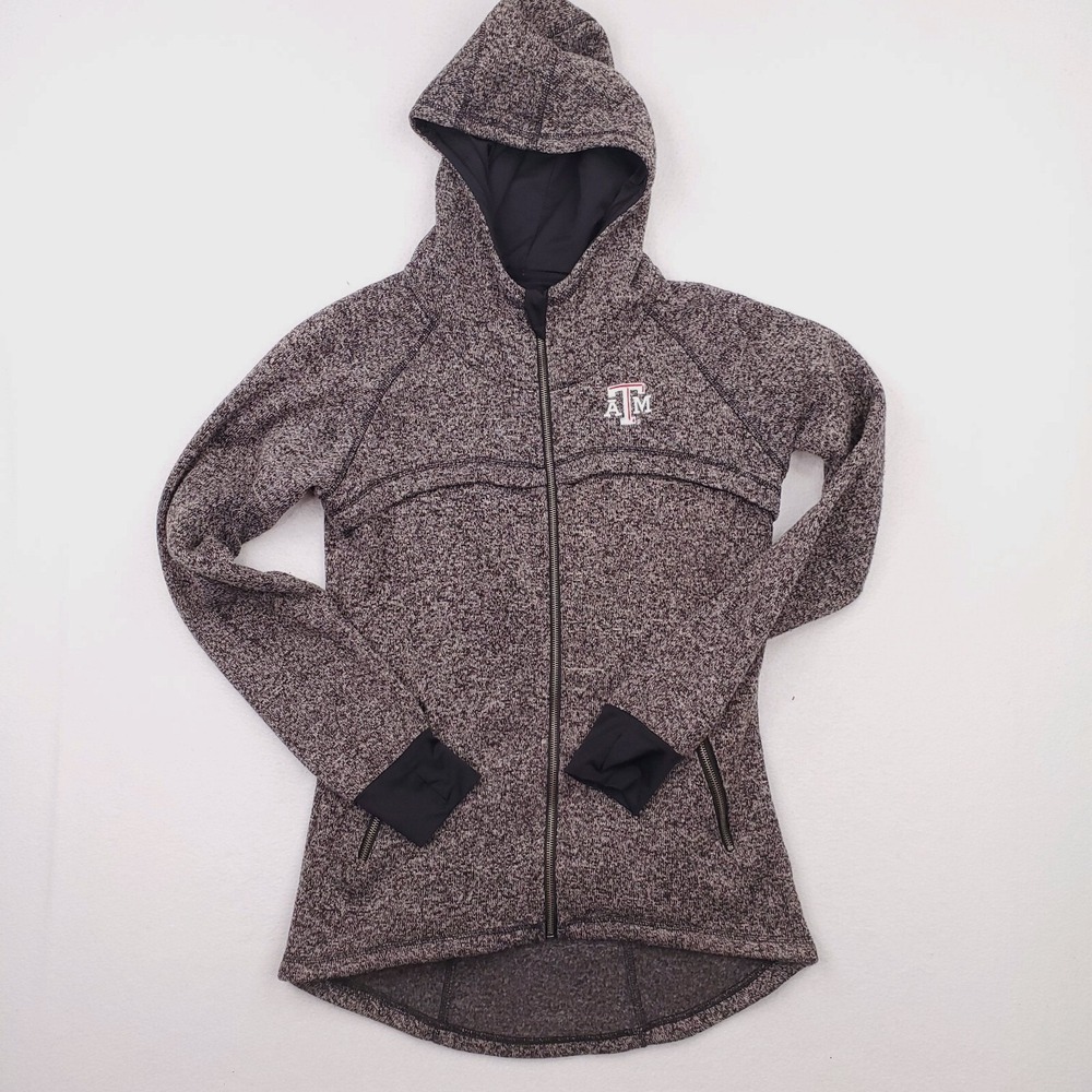 Texas A&M Jacket Womens Large Gray Black Aggies Tunic Hoodie Thumbhole College